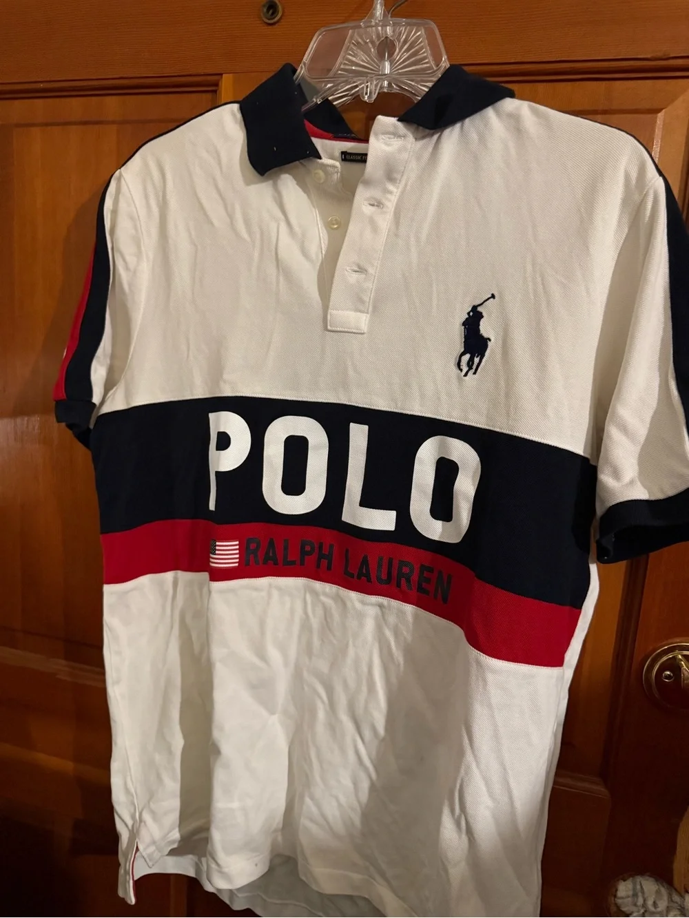 Ralph Lauren White Navy and Red Polo Rugby Shirt